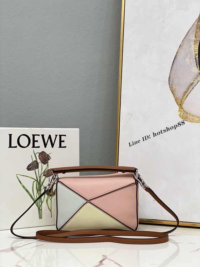 Loewe專櫃經典款2022新顏色迷你女包 羅意威Puzzle系列Mini女款手提肩背包小牛皮幾何包 10173 lyw1379